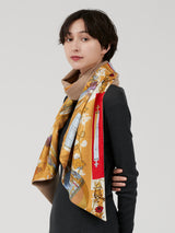 WOOL SILK W MUFFLER / COLLAGE FLOWER BALLOON