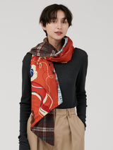 <ウールシルクWマフラー>コラージュローズ