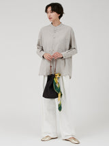 <シルク無地バケツバッグ>ブラウン