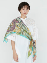 <コットンシルクストール120>コラージュジャングルフルーツ