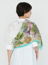 <コットンシルクストール120>コラージュジャングルフルーツ