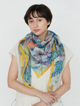 <コットンシルクストール120>コラージュジャングルフルーツ