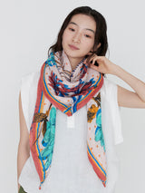 LINEN STOLE 120 / COLLEGE AUTUMN GARDEN