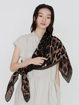 LINEN STOLE 120/ LEOPARD BEG