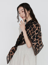 LINEN STOLE 120/ LEOPARD BEG