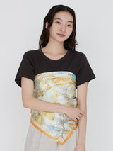 SILK SCARF 88 / COLLAGE JUNGLE FRUITS