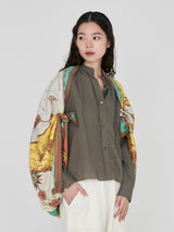 <Wool Silk Stole Herringbone Weave 120> Monopoli