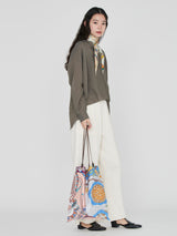 REVERSIBLE PRINT TOTE BAG L / ANTIQUE RECIPE