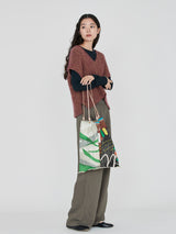 REVERSIBLE PRINT TOTE BAG L / RECORD