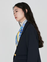 <シルクスカーフ65>ボタニカルストライプ