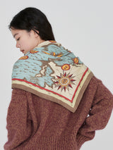 <Wool Silk Stole Herringbone Weave 120> Monopoli