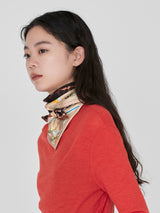 <三角スカーフミニ>ボタニカルストライプ