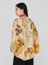 <Wool Silk Stole Herringbone Weave 120> Botanical Stripe