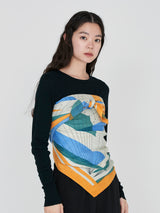 <Wool Silk Stole Herringbone Weave 120> Ray Light