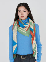 <Wool Silk Stole Herringbone Weave 120> Ray Light