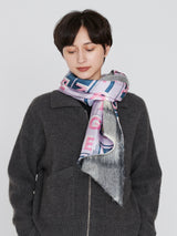 WOOL SILK W MUFFLER / FRAME FLOWER