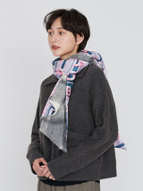 WOOL SILK W MUFFLER / FRAME FLOWER