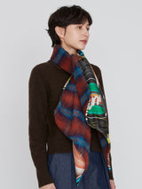 WOOL SILK W MUFFLER / FRAME FLOWER