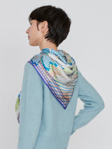 <シルクスカーフ88>コラージュダリアロンド