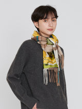 <Silk Cashmere Double Scarf> Collage Rose