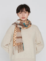 <Silk Cashmere Double Scarf> Geometric Dot