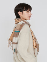 <Silk Cashmere Double Scarf> Geometric Dot