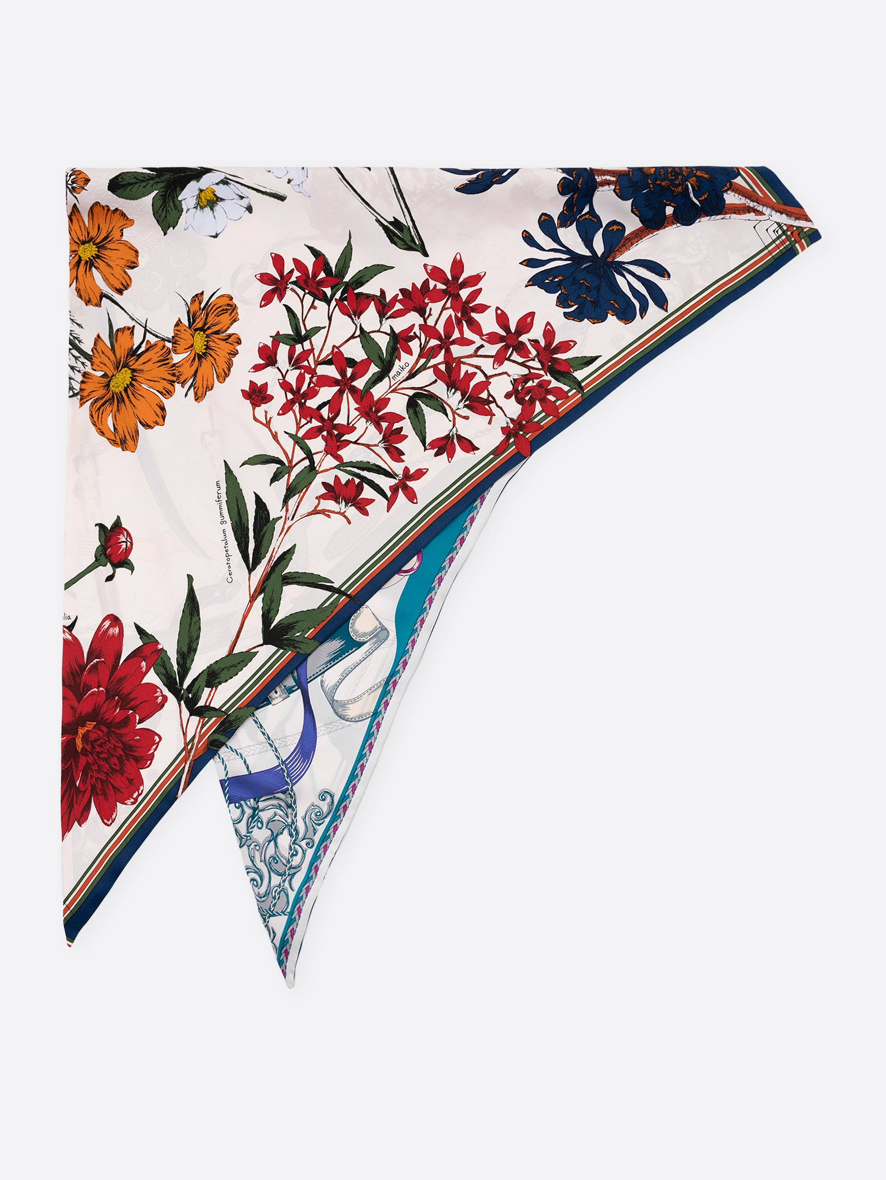 s*o様 新品　クラシカルデザインスカーフ　三角スカーフ　Mal. 三角スカーフラージ＞ オータムガーデン – manipuri