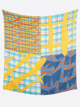 <ウールシルクストールヘリンボーン織120>コラージュチェック