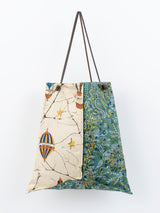 <リバーシブルプリントトートバッグL>中綿 コラージュカレイドバンダナ