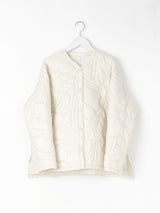 QUILTED MILITARY LONG JACKET / ABSTRACT