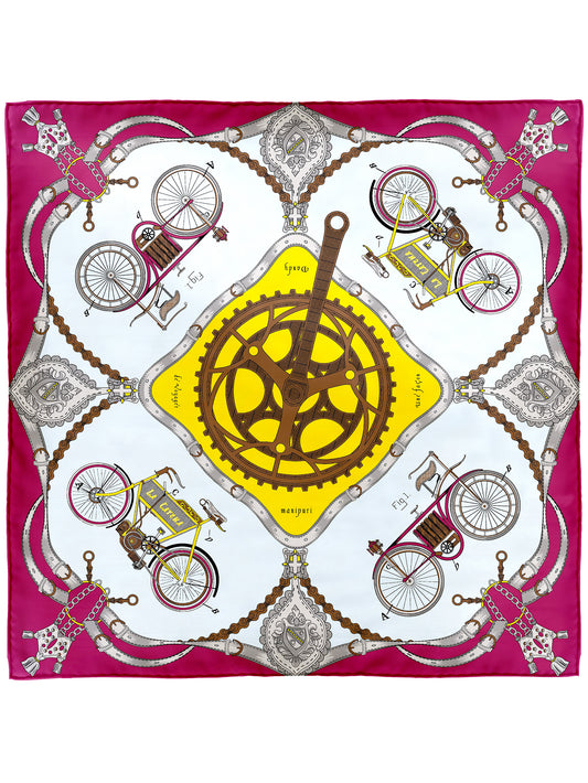 <シルクスカーフ65>ヴィンテージサイクル