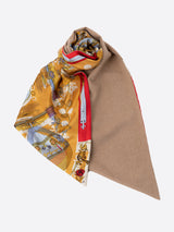 WOOL SILK W MUFFLER / COLLAGE FLOWER BALLOON