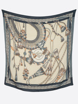 <Wool Silk Stole Herringbone Weave 120> Vivace Tassel