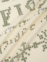 <ウールシルクストールヘリンボーン織120>クロスステッチバンダナ