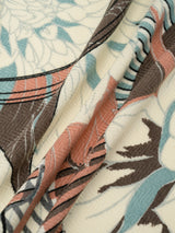 <Wool Silk Stole Herringbone Weave 120> Collage Dahlia Rondo