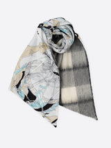 WOOL SILK W MUFFLER / FRAME FLOWER