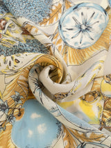 <コットンシルクストール120>コラージュジャングルフルーツ