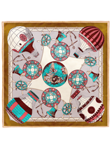 DOUBLE FACE SILK SCARF 65 / GLOBO & LEOPARD