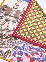 <ダブルフェイスシルクスカーフ65>クイル&ジオメトリックプラッド