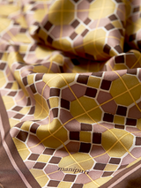 <シルクスカーフ88> ジオメトリックプレイド