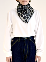SILK SCARF 88 / LEOPARD BEG