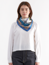 <ダブルフェイスシルクスカーフ65>クイル&ジオメトリックプラッド