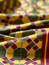 <シルクスカーフ88> ジオメトリックプレイド