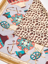 DOUBLE FACE SILK SCARF 65 / GLOBO & LEOPARD