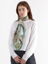 <ダブルフェイスシルクスカーフ65>ブルーメンガーデン&レジメンタル