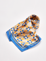 <シルクスカーフ88> ジオメトリックプレイド