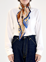 DOUBLE FACE SILK SCARF 88 / TUILES & GEOMETRIC PLAID