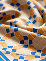 <シルクスカーフ88> ジオメトリックプレイド