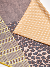 DOUBLE FACE SILK SCARF 65 / MATERIAL IMAGE & LEOPARDDOT