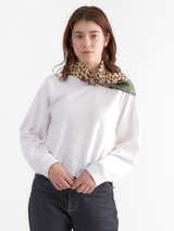 DOUBLE FACE SILK SCARF 65 / MATERIAL IMAGE & LEOPARDDOT